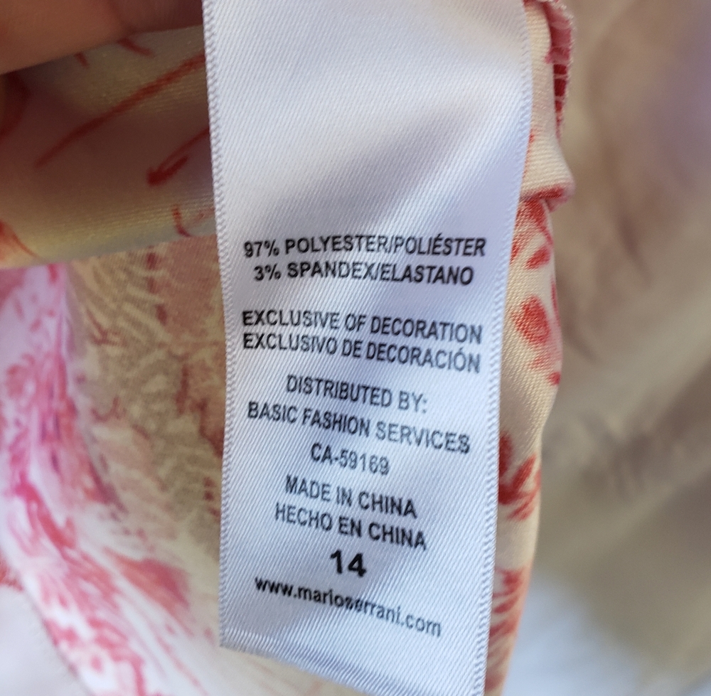 Mario Serrani White And Red Floral Print Sheath Dress Size 14 - Picture 10 of 10